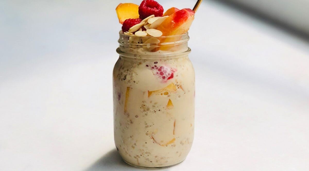 Peach Melba Overnight Oats